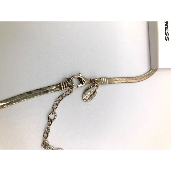 EXPRESS Gold Tone Burgundy Pendant Choker Snake Chain Necklace 14" NEW - Picture 6 of 8